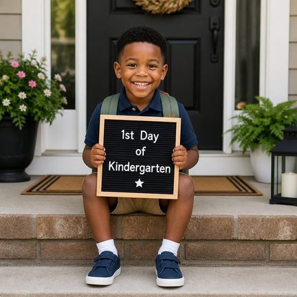 A child with a backpack ready for their first day of school