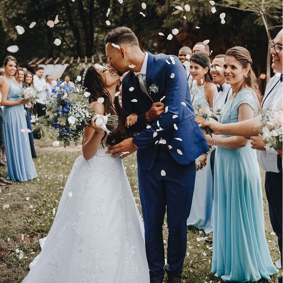 A couple sharing their first dance at a wedding